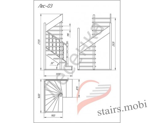 ЛЕС-03 вид2 чертеж stairs.mobi